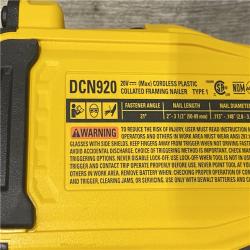AS-IS DEWALT 20-Volt 21° Cordless Framing Nailer (Tool-Only)