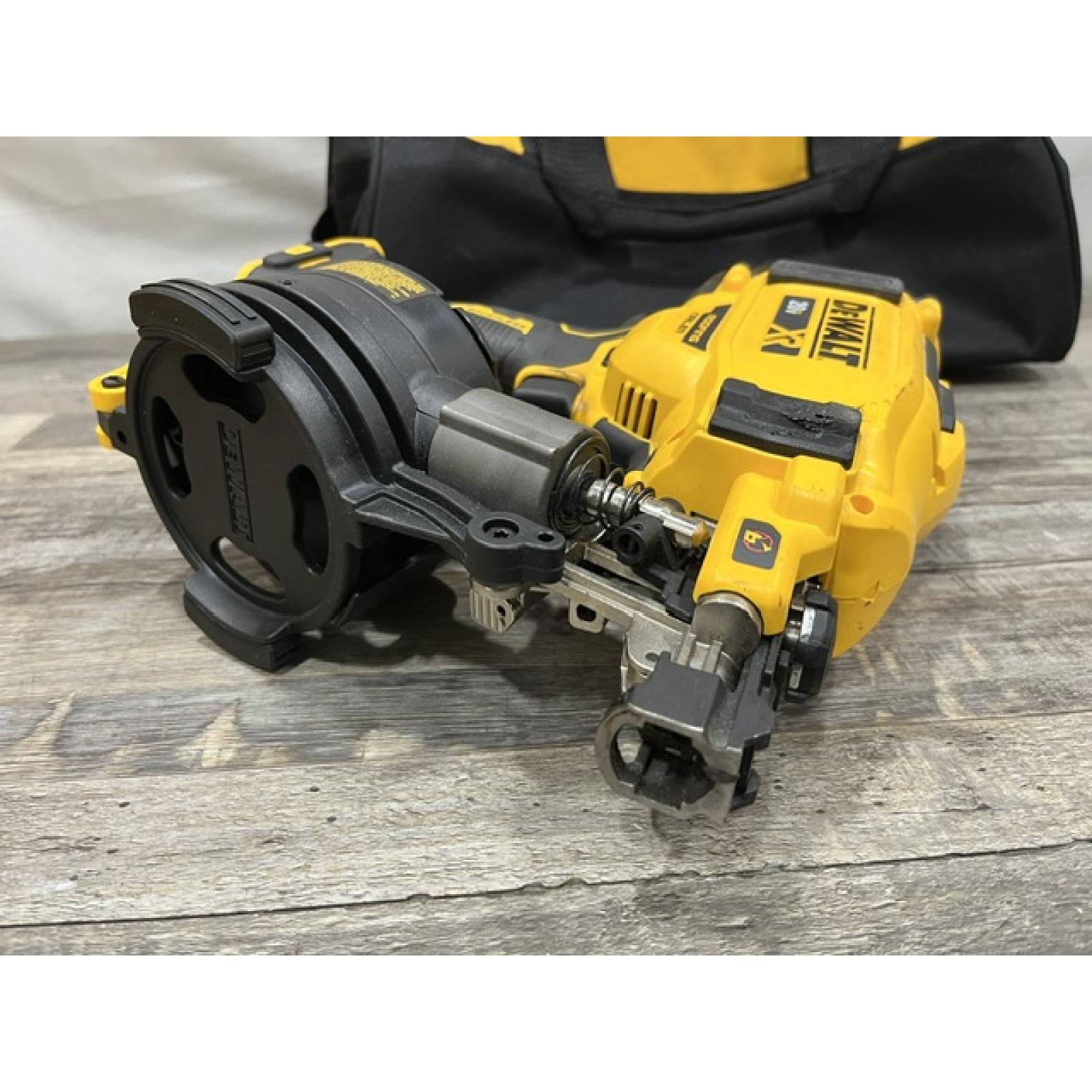 AS-IS DEWALT 20V MAX Lithium-Ion 15-Degree Electric Cordless Roofing Nailer Kit