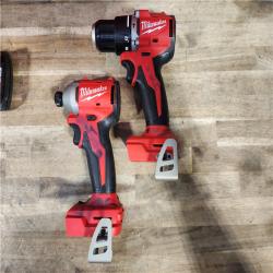 HOUSTON LOCATION - AS-IS M18 18-Volt Lithium-Ion Brushless Cordless Compact Hammer Drill/Impact Combo Kit (2-Tool) with (2) Batteries, Bag