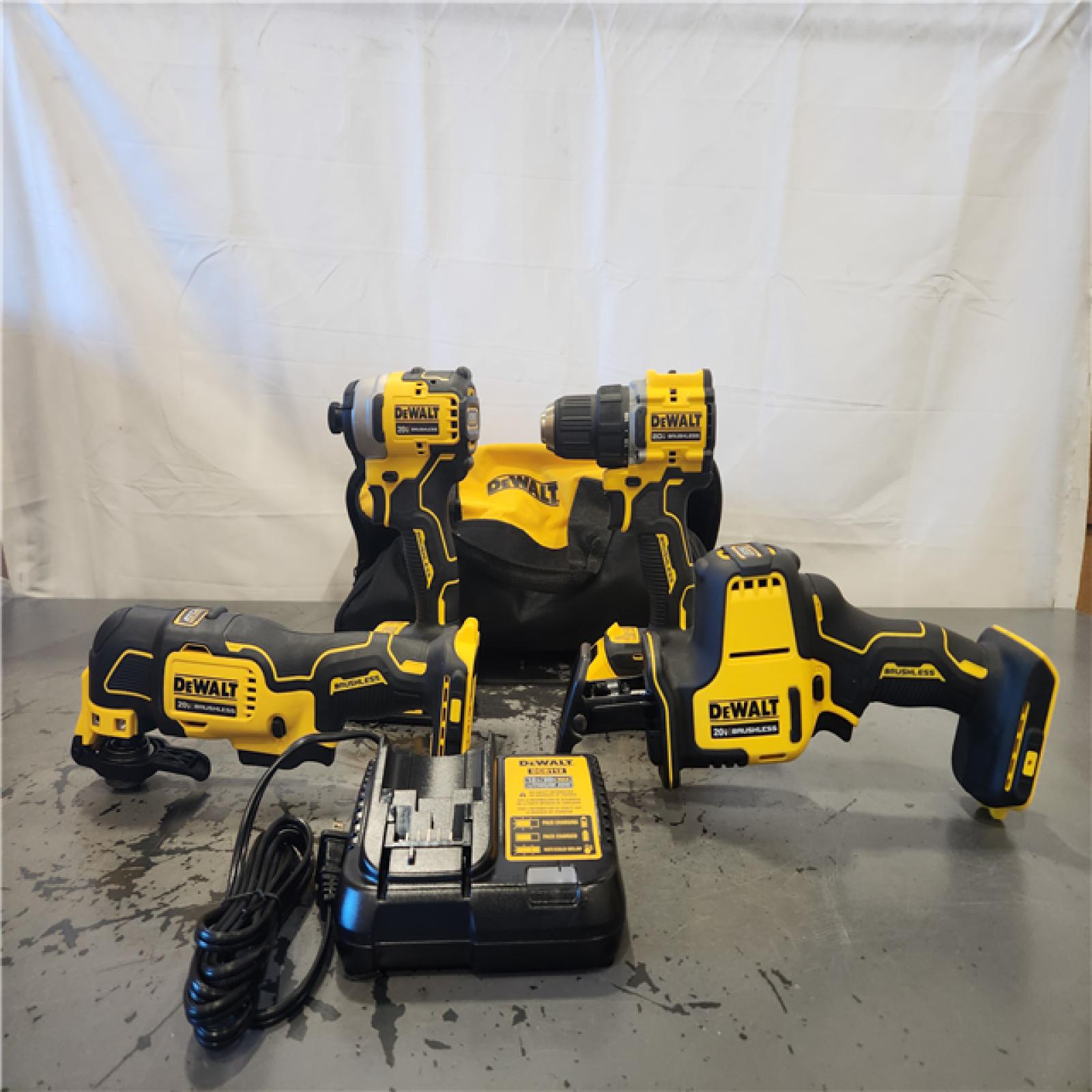 AS-IS- DeWalt 20V MAX ATOMIC Cordless Brushless 4-Tool Combo Kit
