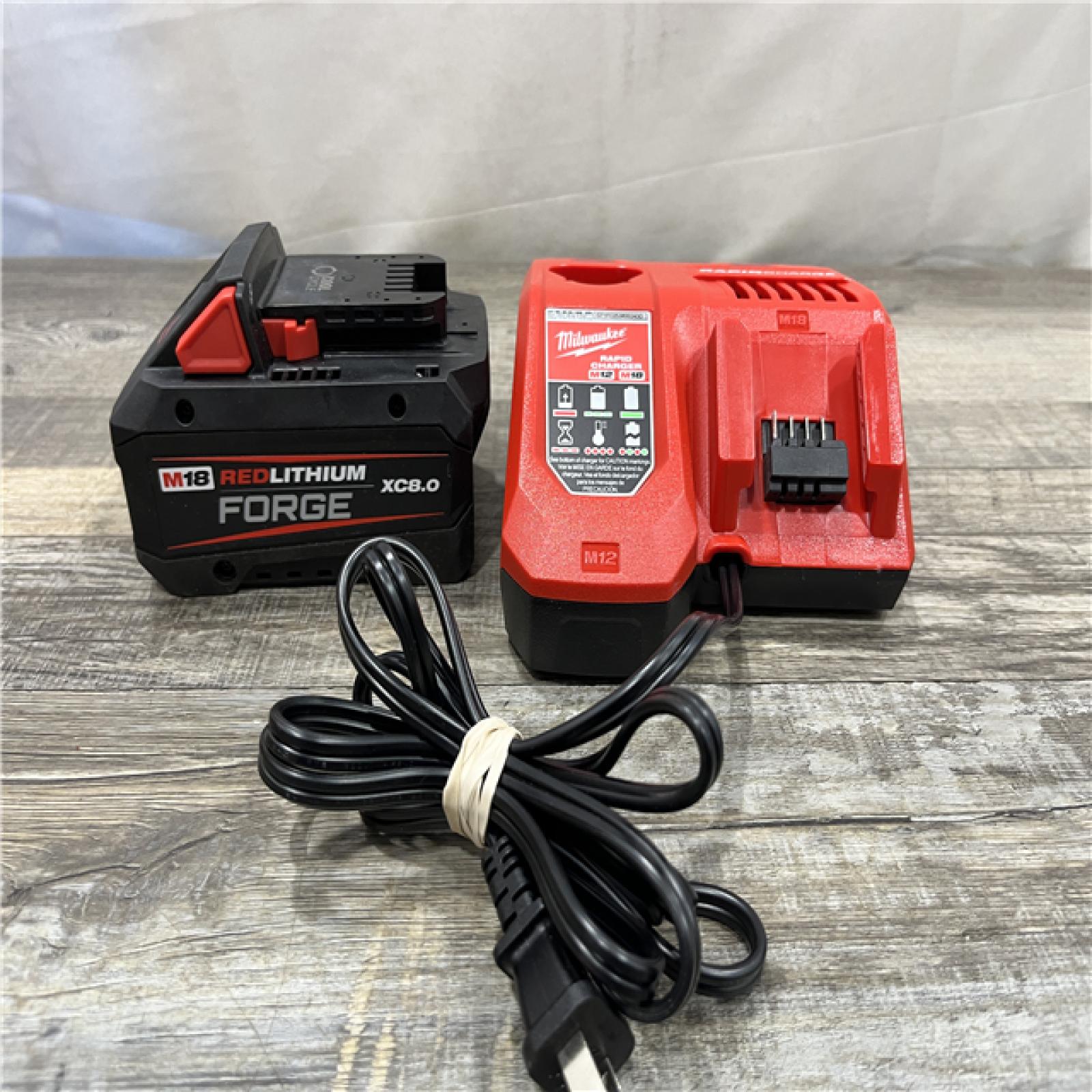 AS-IS Milwaukee 18-Volt Lithium-Ion REDLITHIUM FORGE Starter Kit with 8.0Ah Battery and Rapid Charger
