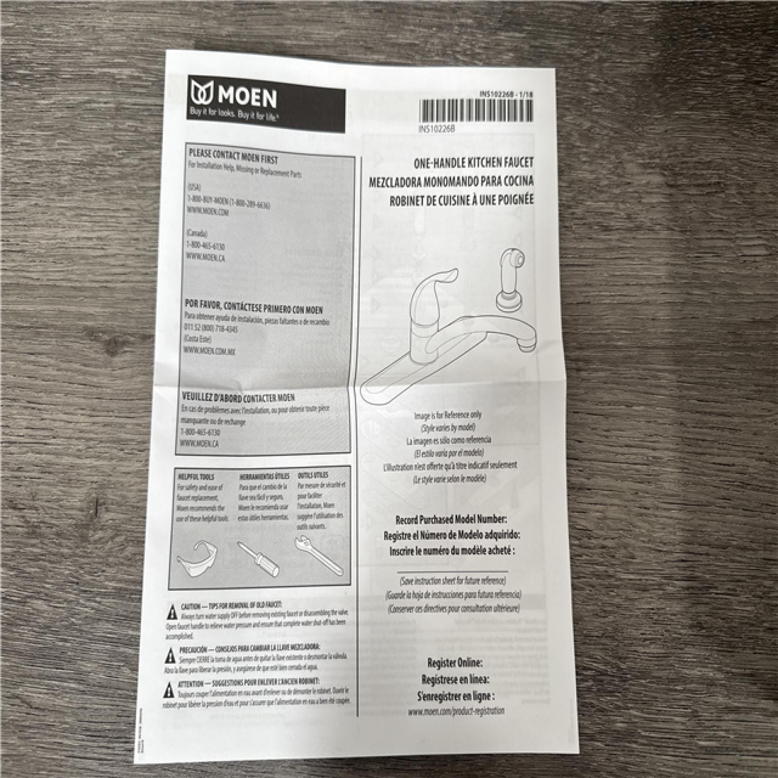 California AS-IS Moen One-Handle Kitchen Faucet