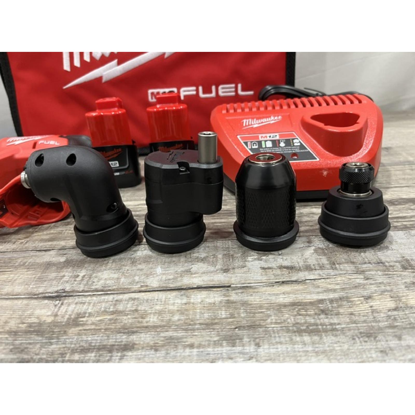 AS-IS Milwaukee  FUEL 12V Lithium-Ion Brushless Cordless 4-in-1 Installation 3/8 in. Drill Driver Kit