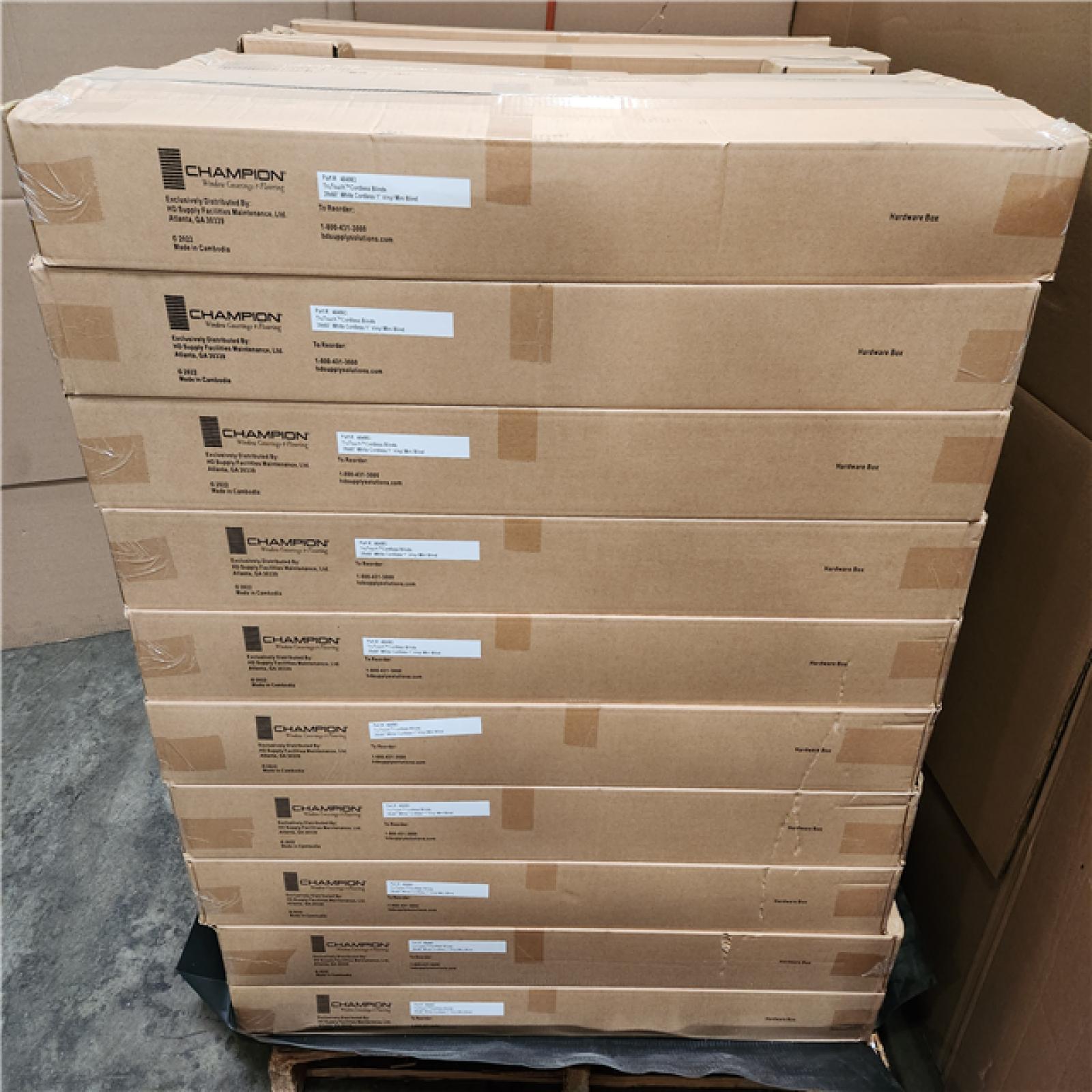 Phoenix Location NEW Champion TruTouch Cordless Blinds 39x60 White Cordless 1 Vinyl Blind 4Pcs Pallet (44 Boxes)
