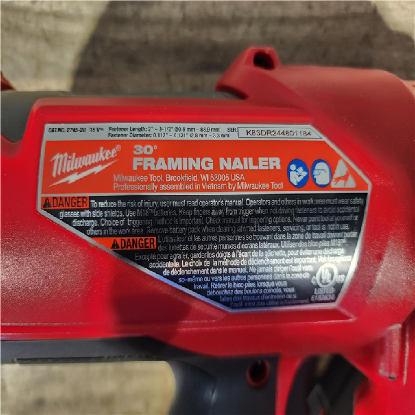 HOUSTON LOCATION - AS-IS Milwaukee FUEL 3-1/2 in. 18-Volt 30-Degree Lithium-Ion Brushless Cordless Framing Nailer (Tool-Only)