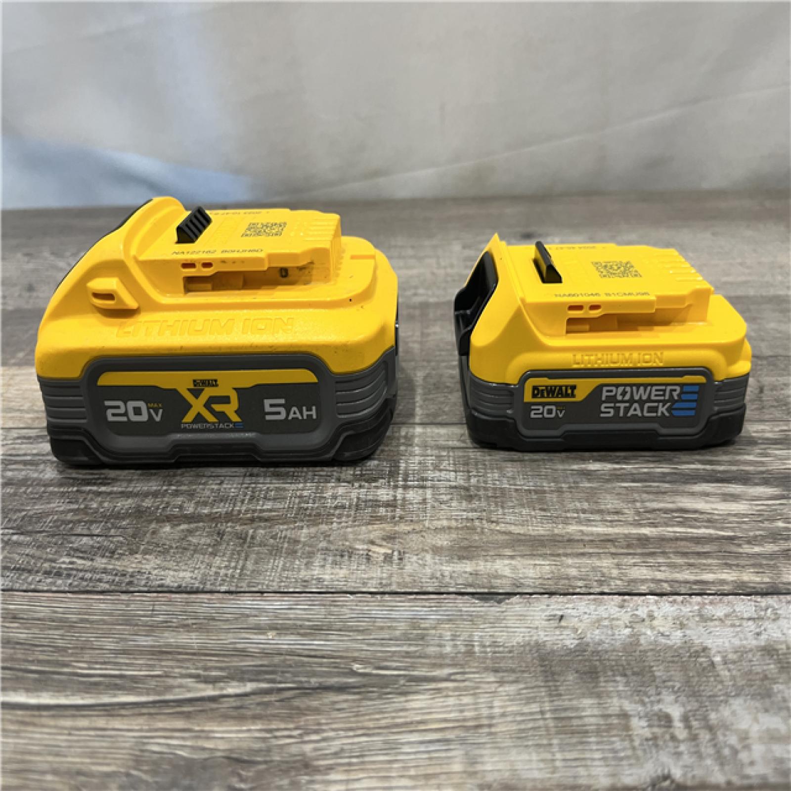 AS-IS DEWALT 20V MAX XR POWERSTACK Lithium-Ion Battery Starter Kit with 5.0Ah and 1.7Ah Batteries and Charger