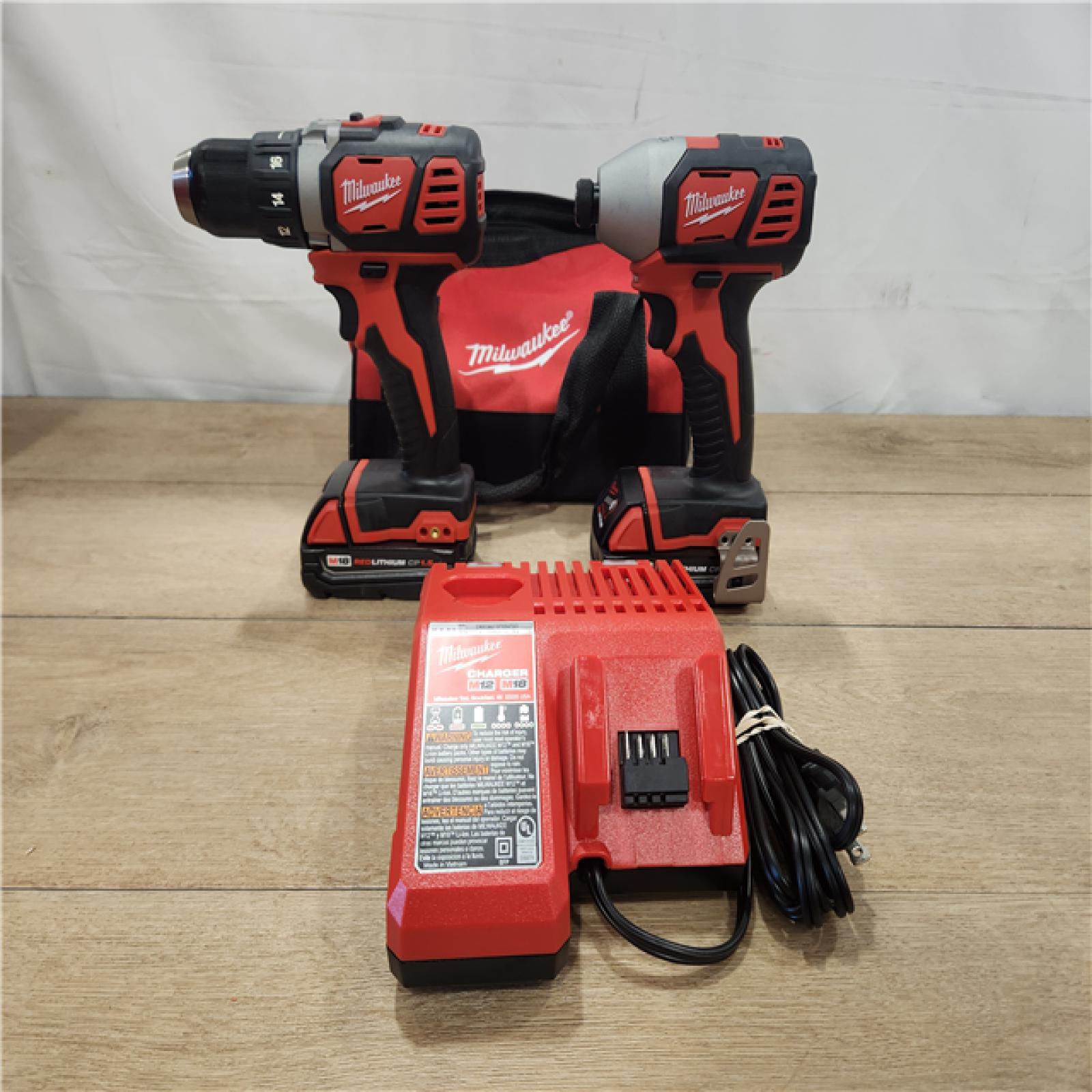 AS-IS- Milwaukee 18V Lithium-Ion Cordless Drill Driver/Impact Driver Combo Kit