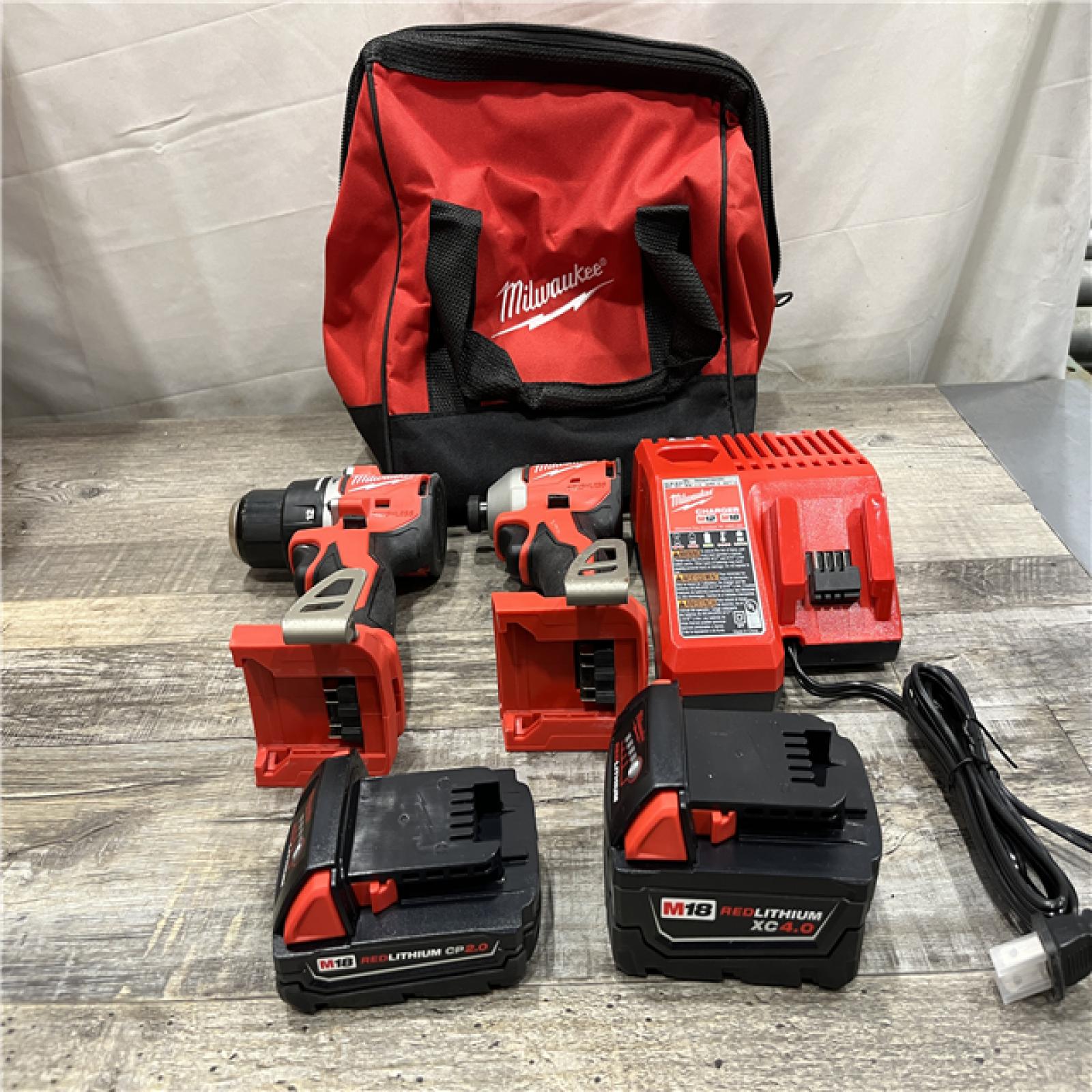 AS-IS Milwaukee 18-Volt Lithium-Ion Brushless Cordless Compact Hammer Drill/Impact Combo Kit