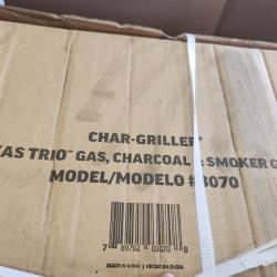 Phoenix AS-IS Char-Griller Texas Trio 4-Burner Dual Fuel Grill with Smoker in Black