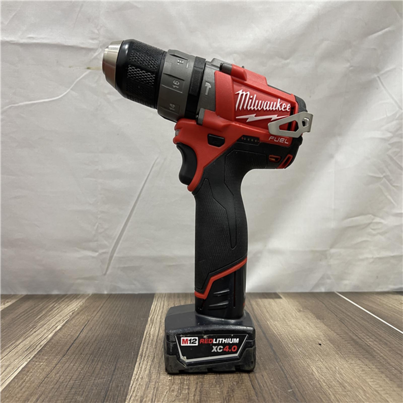 AS-IS Milwaukee FUEL 12V Lithium-Ion Brushless Cordless 1/2 in. Hammer Drill and Driver Kit