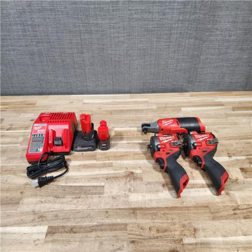 HOUSTON LOCATION - AS-IS MILWAUKEE 3 TOOL COMBO KIT W/ (2) BATTERY & CHARGER
