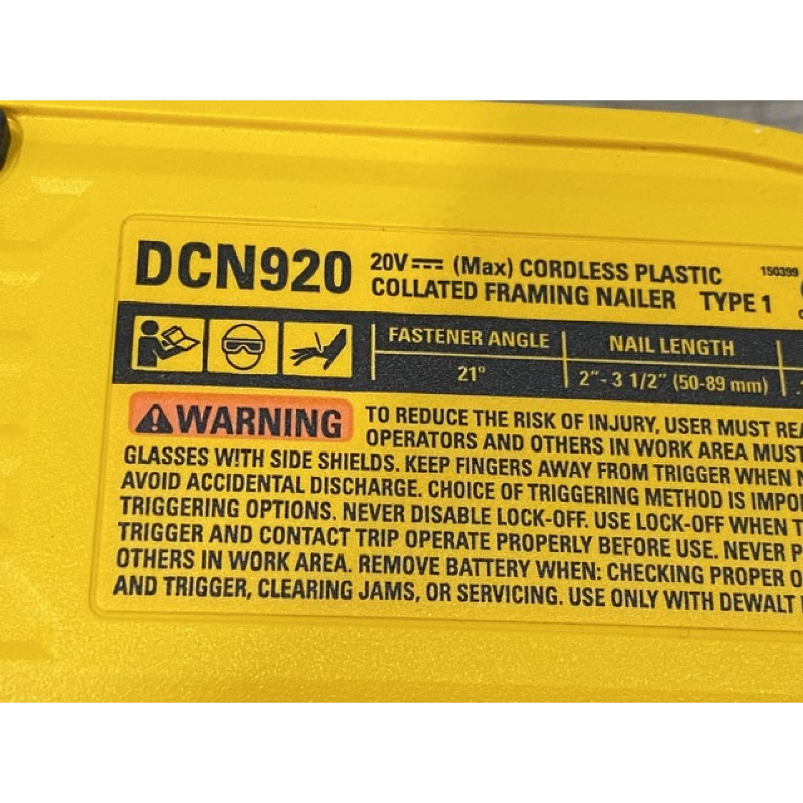 AS-IS DEWALT 20-Volt 21° Cordless Framing Nailer (Tool-Only)