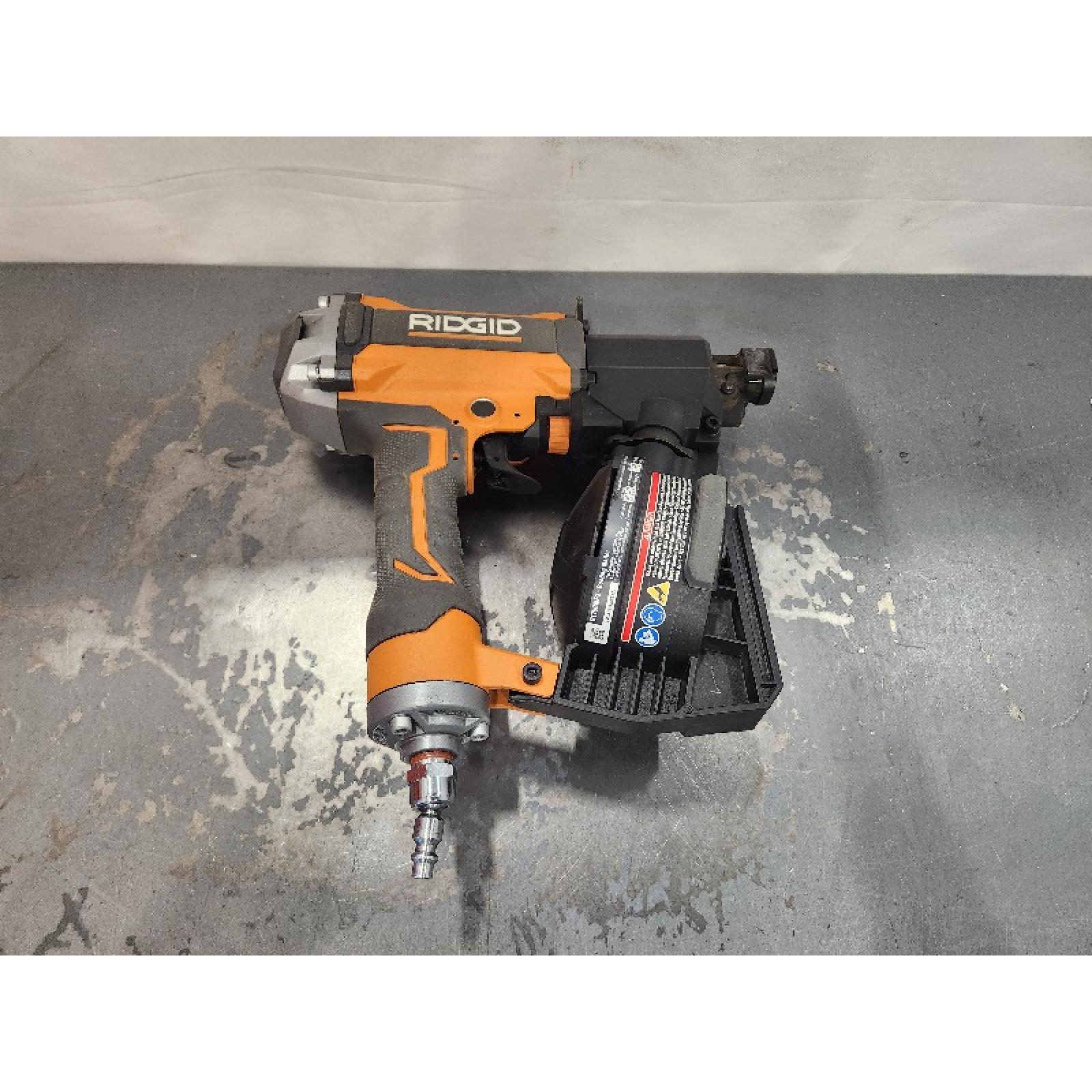 AS-IS- RIDGID Pneumatic 15 Deg. 1-3/4 in. Coil Roofing Nailer
