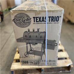 DALLAS LOCATION - Char-Griller Texas Trio 4-Burner Dual Fuel Grill with Smoker in Black