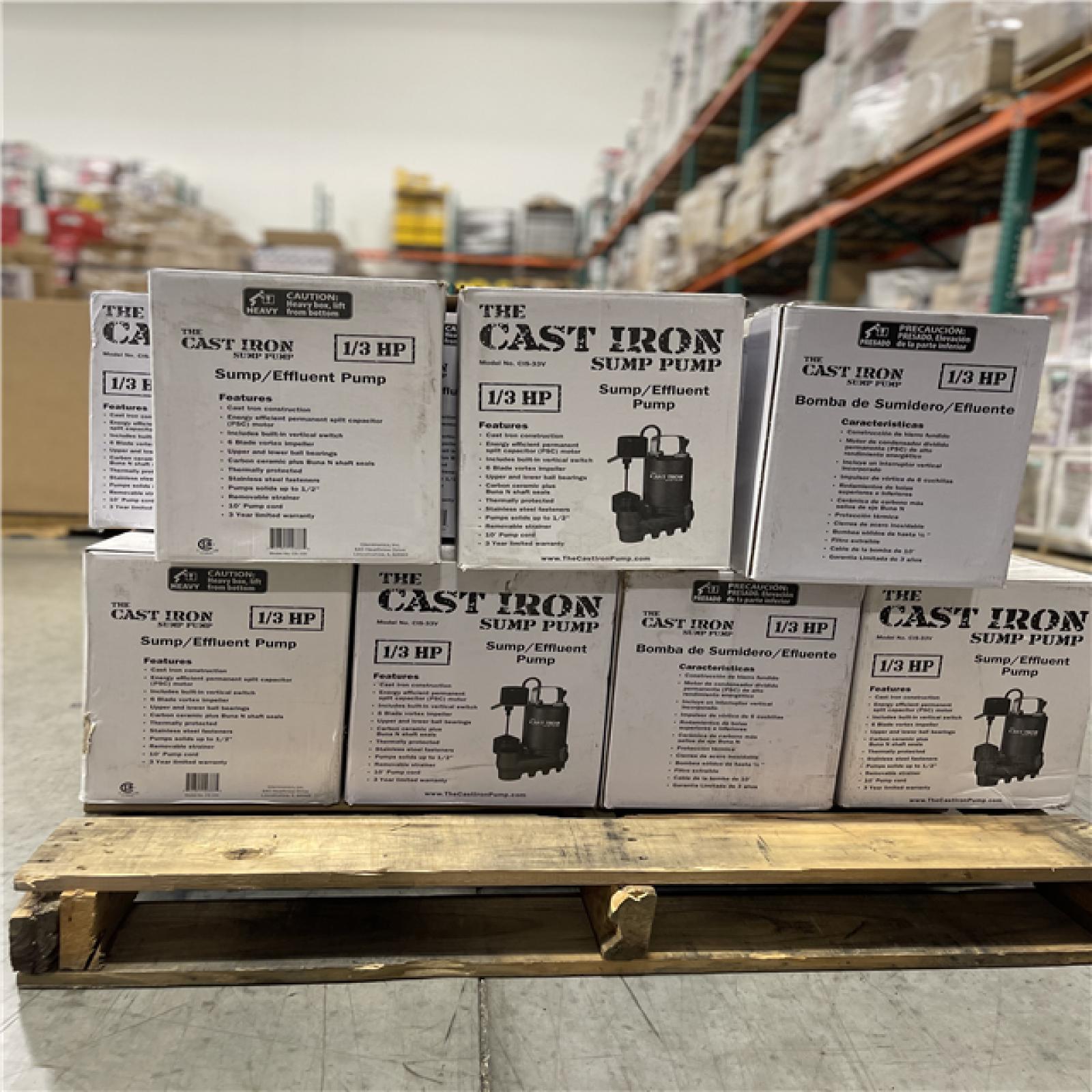 DALLAS LOCATION- The Cast Iron Submersible Sump Pump with Vertical Float Switch PALLET (31 UNITS)