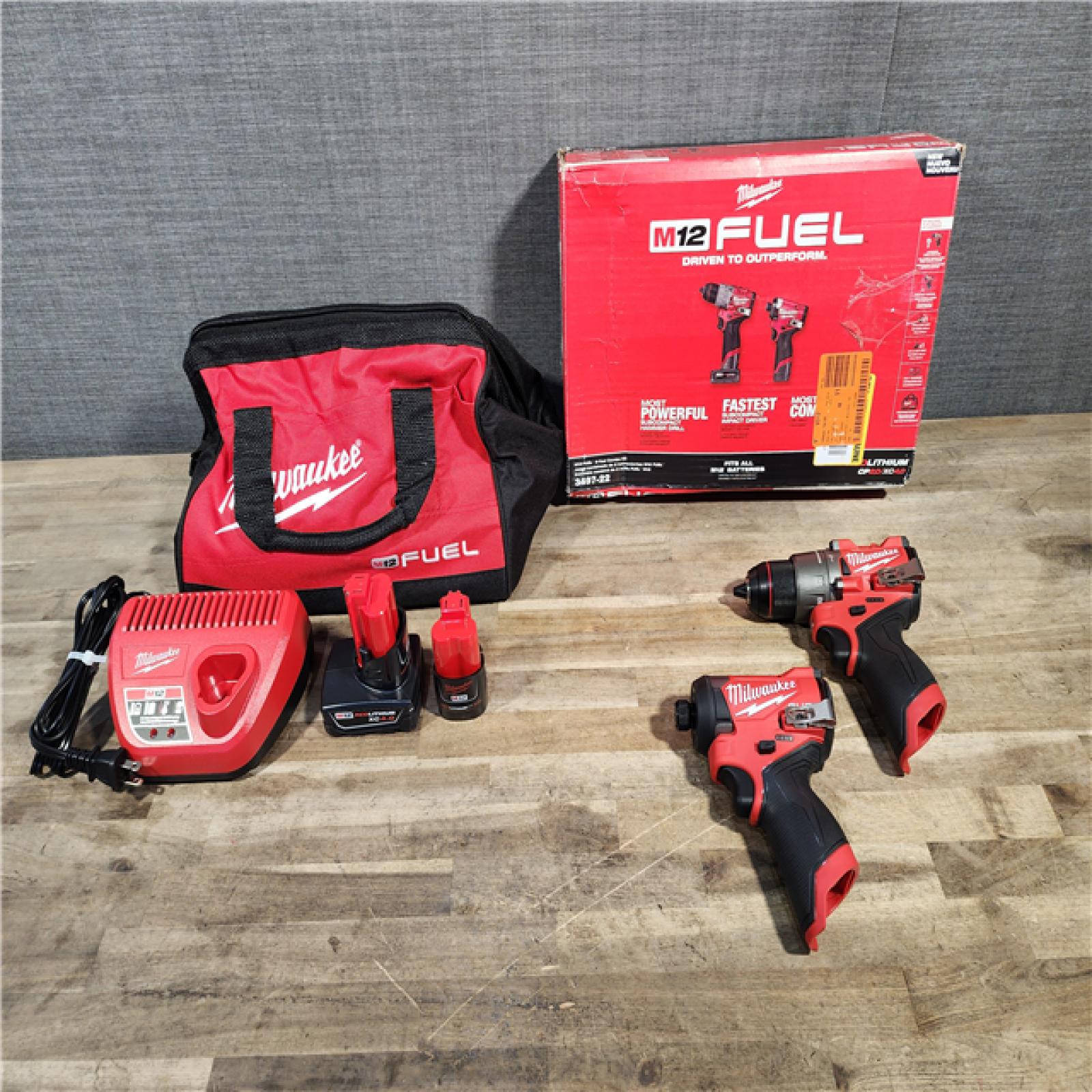 HOUSTON LOCATION - AS-IS Milwaukee 3497-22 12V Brushless Hammer Drill and Impact Driver Combo Kit