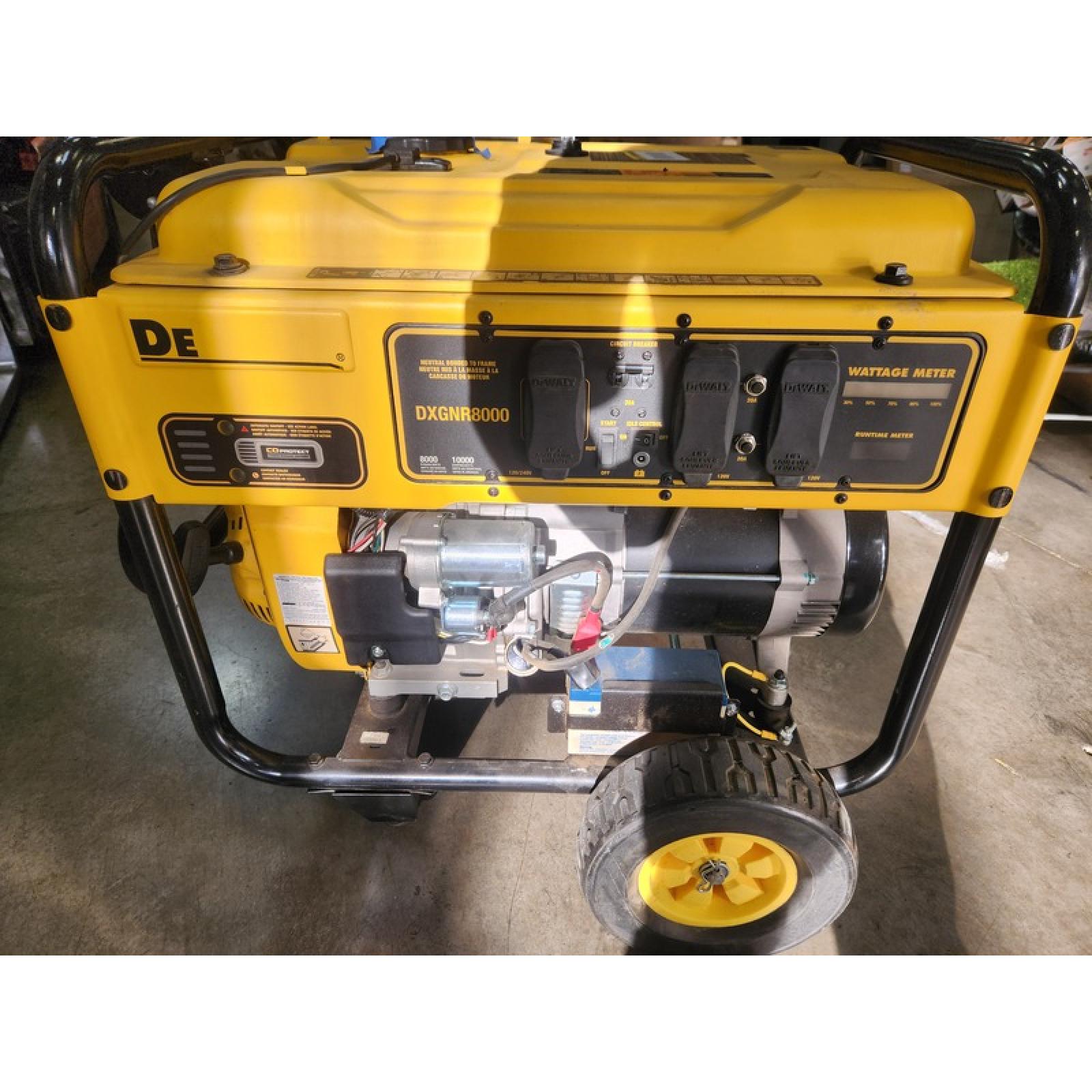 Phoenix AS-IS DEWALT 10000 / 8000-Watt Electric Start Gas Powered Portable Generator with Idle Control  GFCI Outlets and CO Protect-DXGNR8000