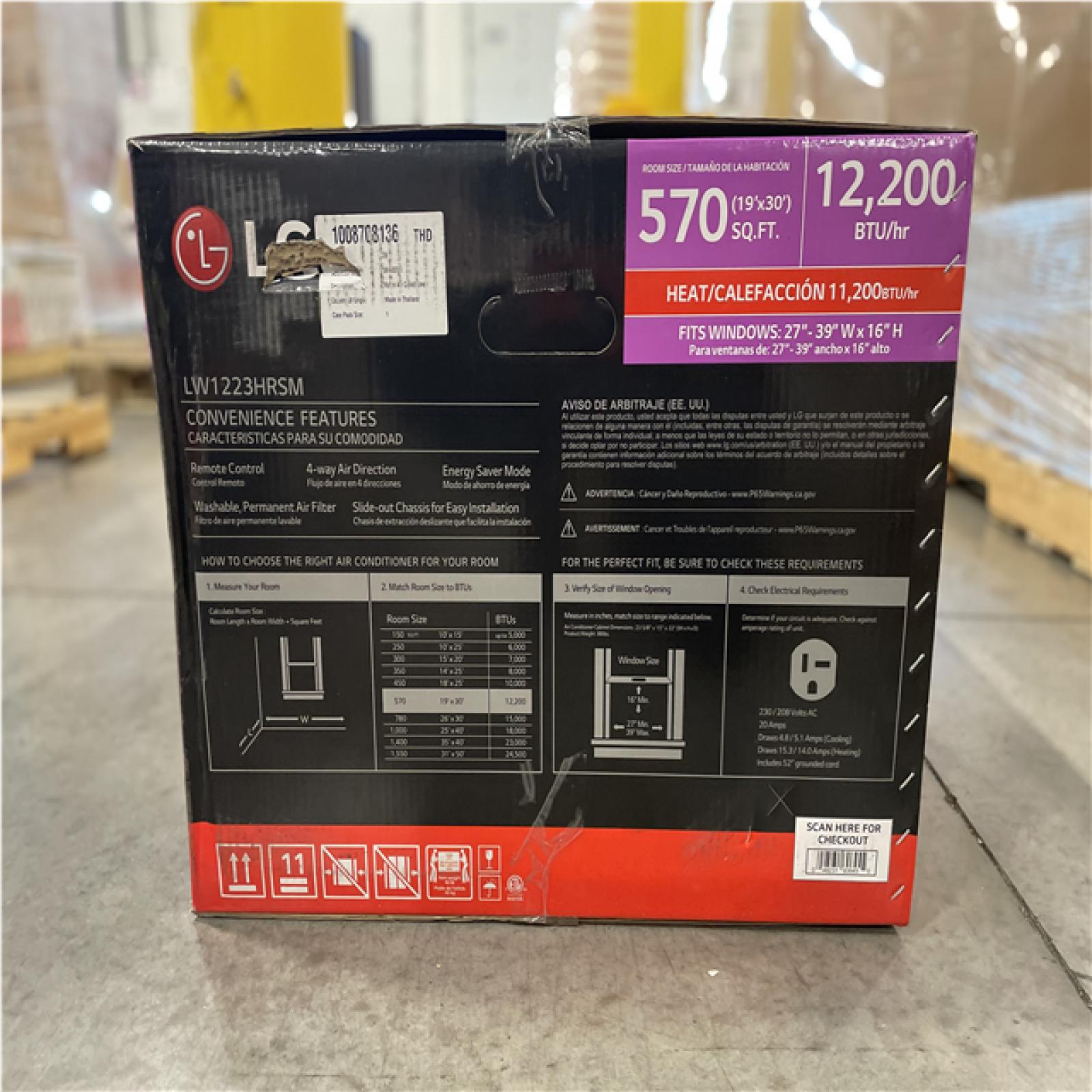 DALLAS LOCATION- LG 12 200 BTU 230/208-Volt Window Air Conditioner Unit