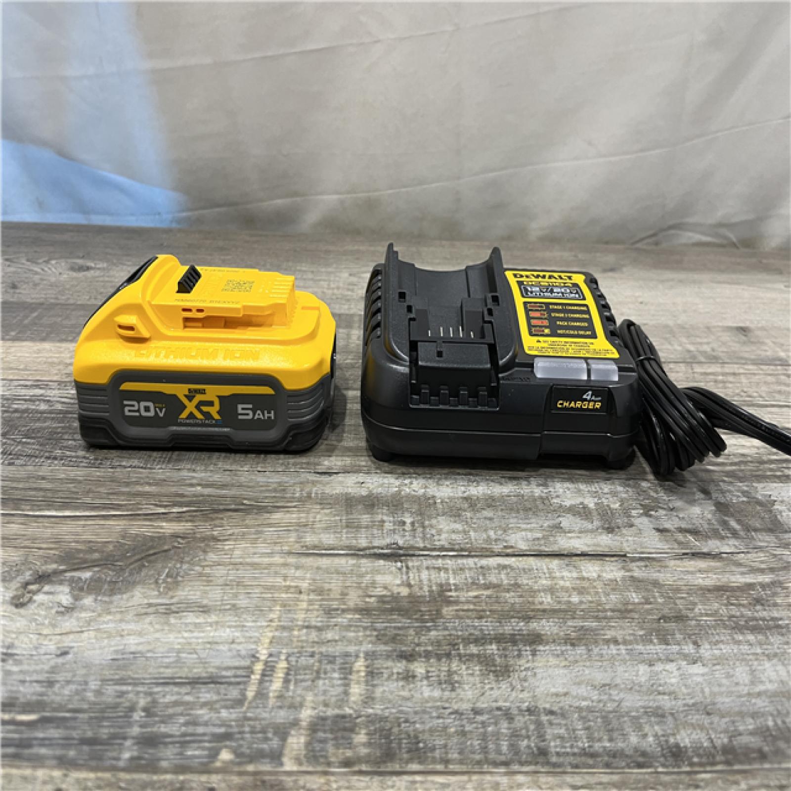 AS-IS DEWALT 20V MAX XR POWERSTACK Lithium-Ion Battery Starter Kit with 5.0Ah Battery and Charger