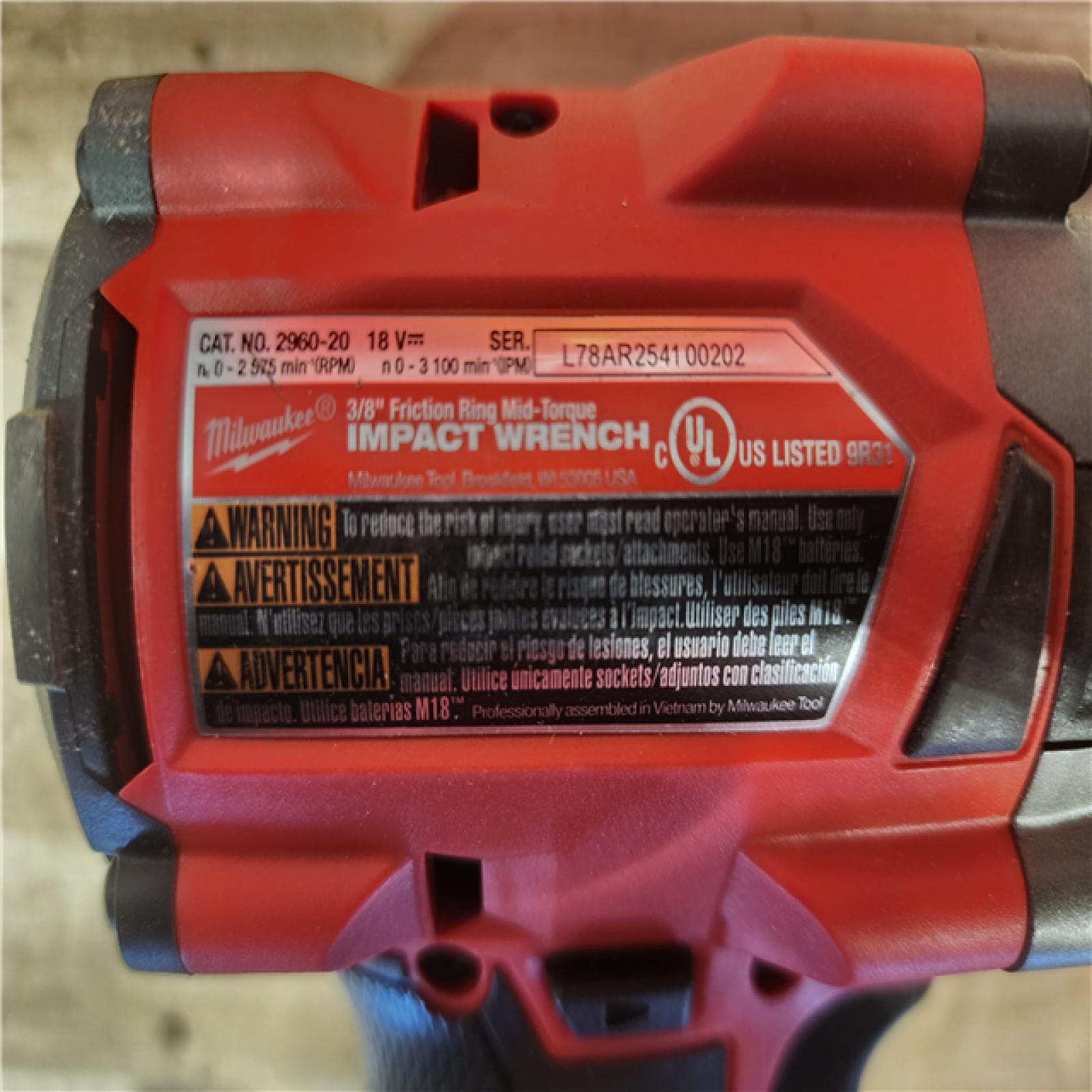 HOUSTON LOCATION - AS-IS Milwaukee FUEL GEN-2 18V Lithium-Ion Mid Torque Brushless Cordless 3/8 in. Impact Wrench with Friction Ring (Tool-Only)