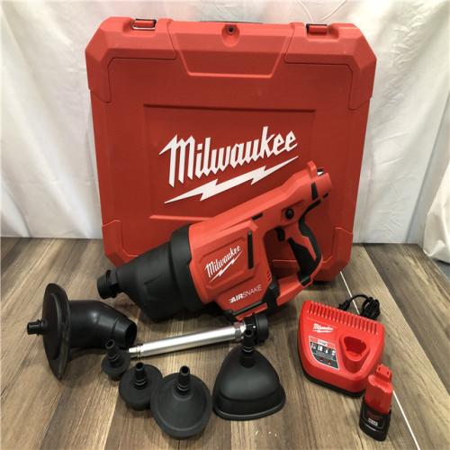 AS-IS Milwaukee 12-Volt Lithium-Ion Cordless Drain Cleaning Airsnake Air Gun Kit