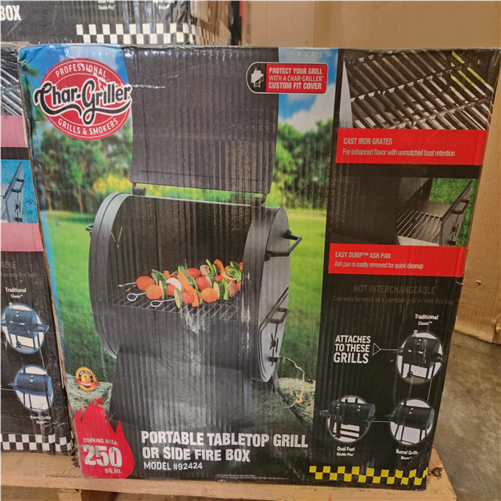 Phoenix NEW Pallet of Char-Griller Portable Charcoal Grill or Side Fire Box with Adjustable Air Vents  Heavy Duty - Black 8