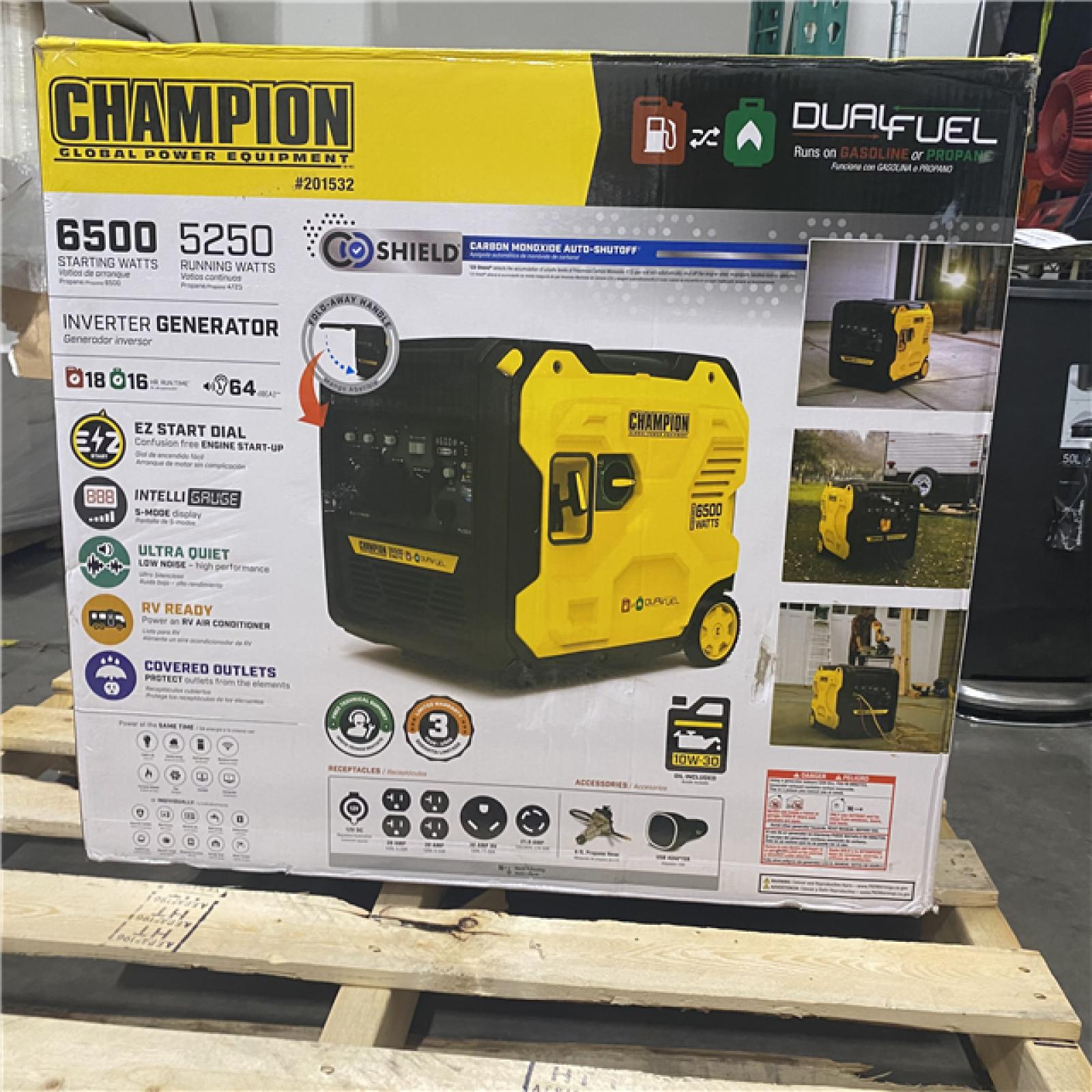 Dallas Location - As-Is Champion 201532 6500W Dual Fuel Inverter Generator