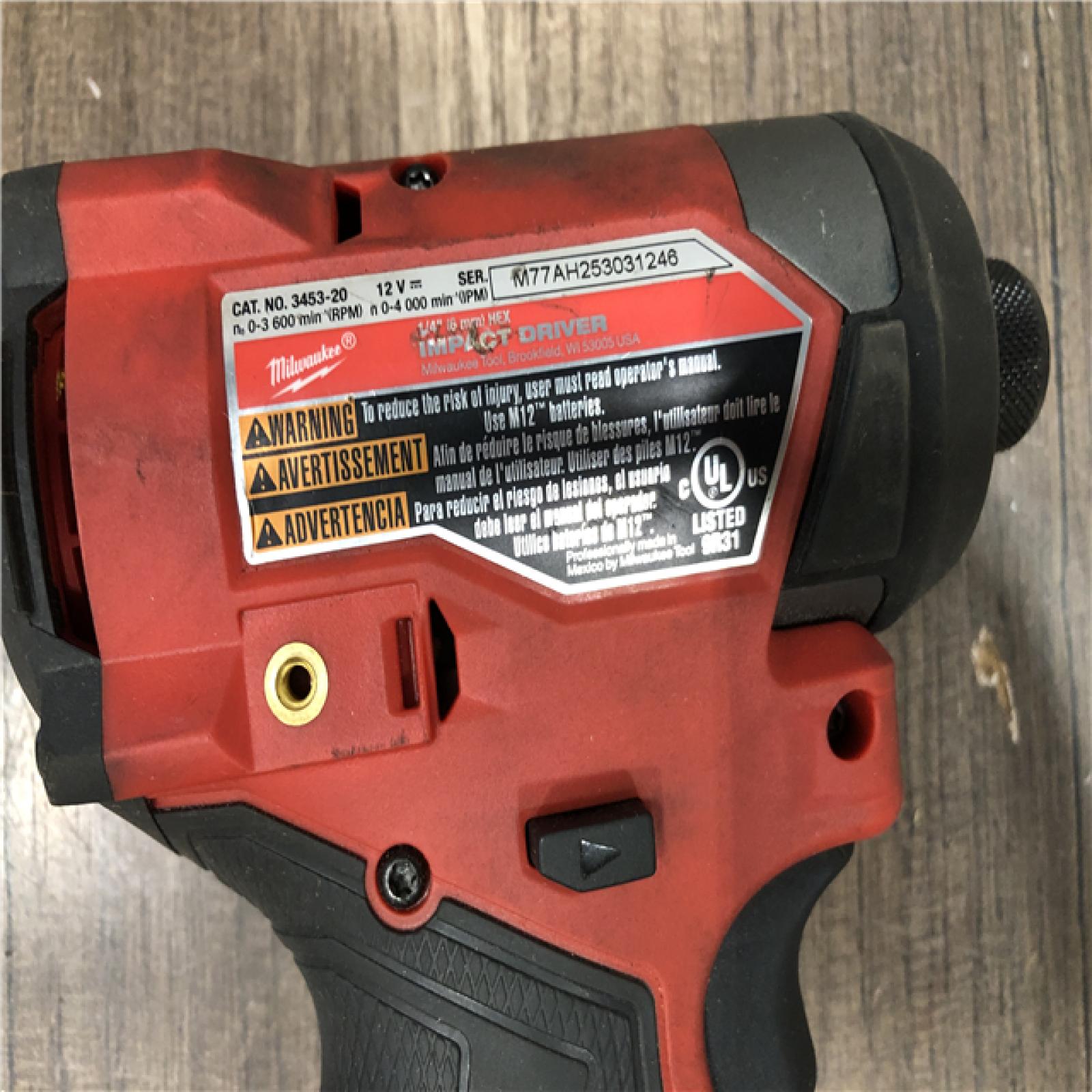 AS-IS Milwaukee FUEL 12V Lithium-Ion Brushless Cordless 1/4 in. Hex Impact Driver (Tool-Only)