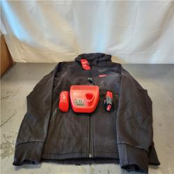 AS-IS- Milwaukee Men's Large 12-Volt Lithium-Ion Cordless Black Heated Jacket Hoodie Kit