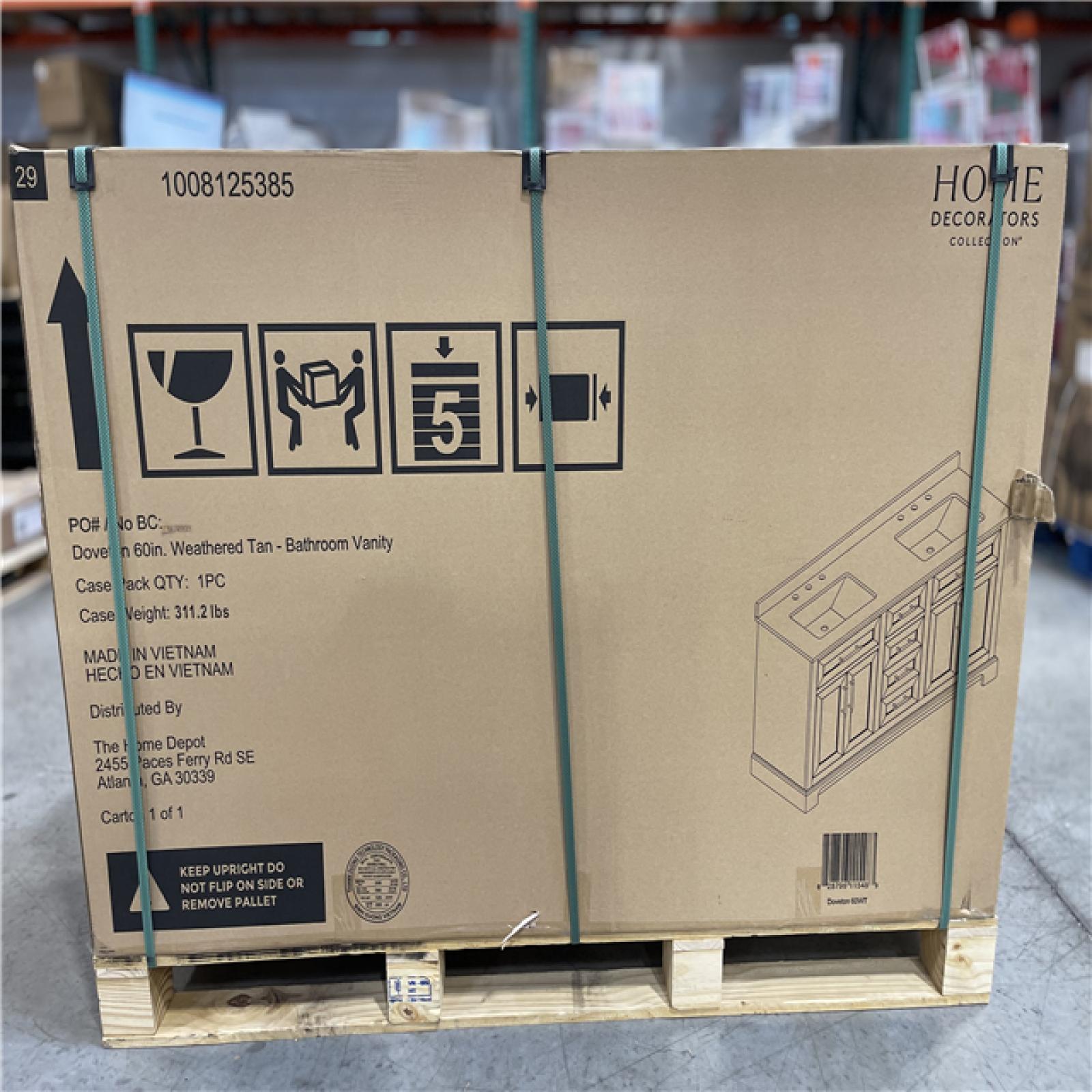 DALLAS LOCATION- Home Decorators Collection Doveton 60 in. Double Sink Freestanding Bath Vanity