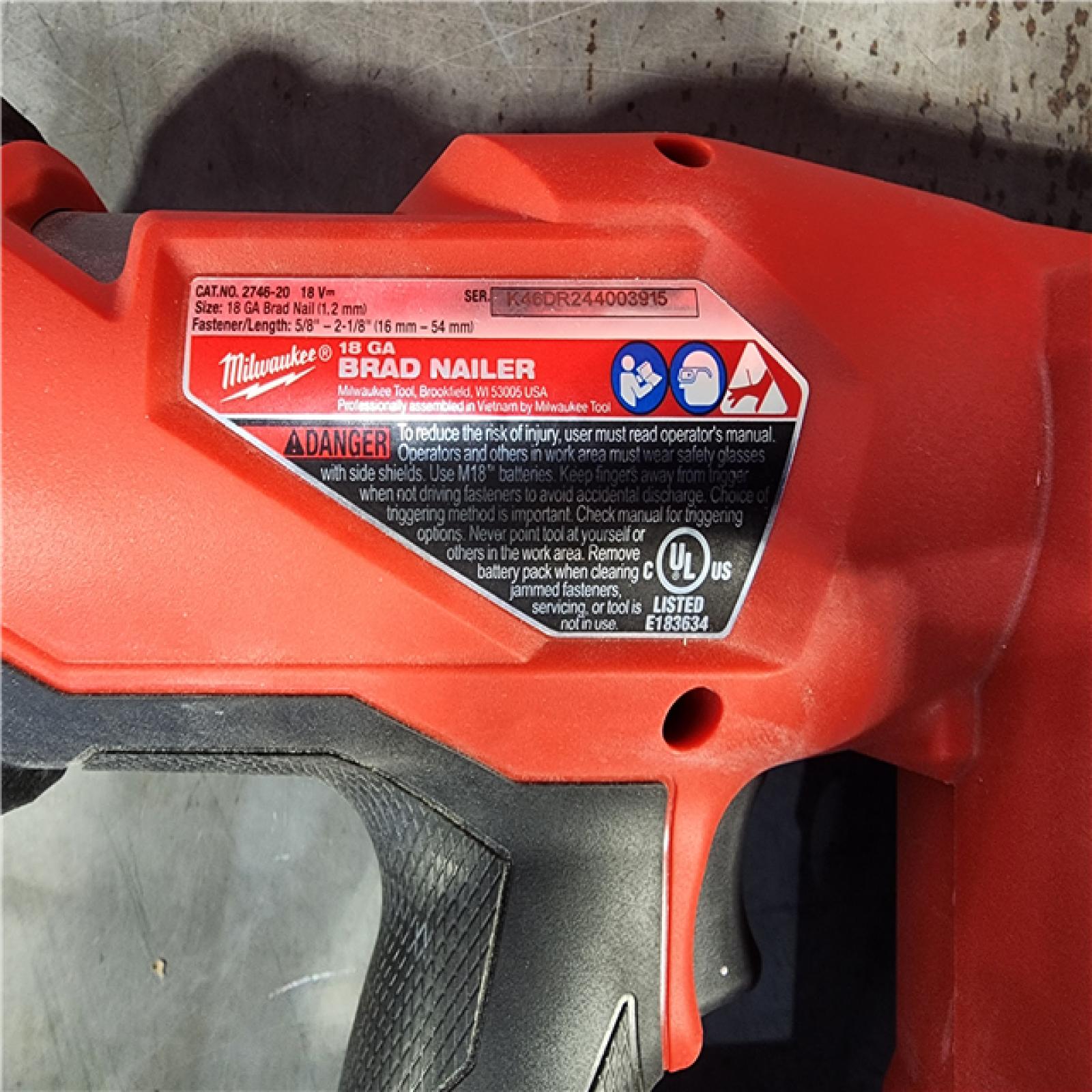 HOUSTON LOCATION - AS-IS Milwaukee M18 Fuel 18V Brushless 18-Gauge Brad Nailer 2746-20 (Bare Tool)