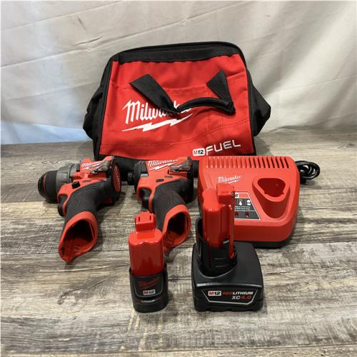 AS-IS Milwaukee FUEL 12-Volt Lithium-Ion Brushless Cordless Hammer Drill and Impact Driver Combo Kit