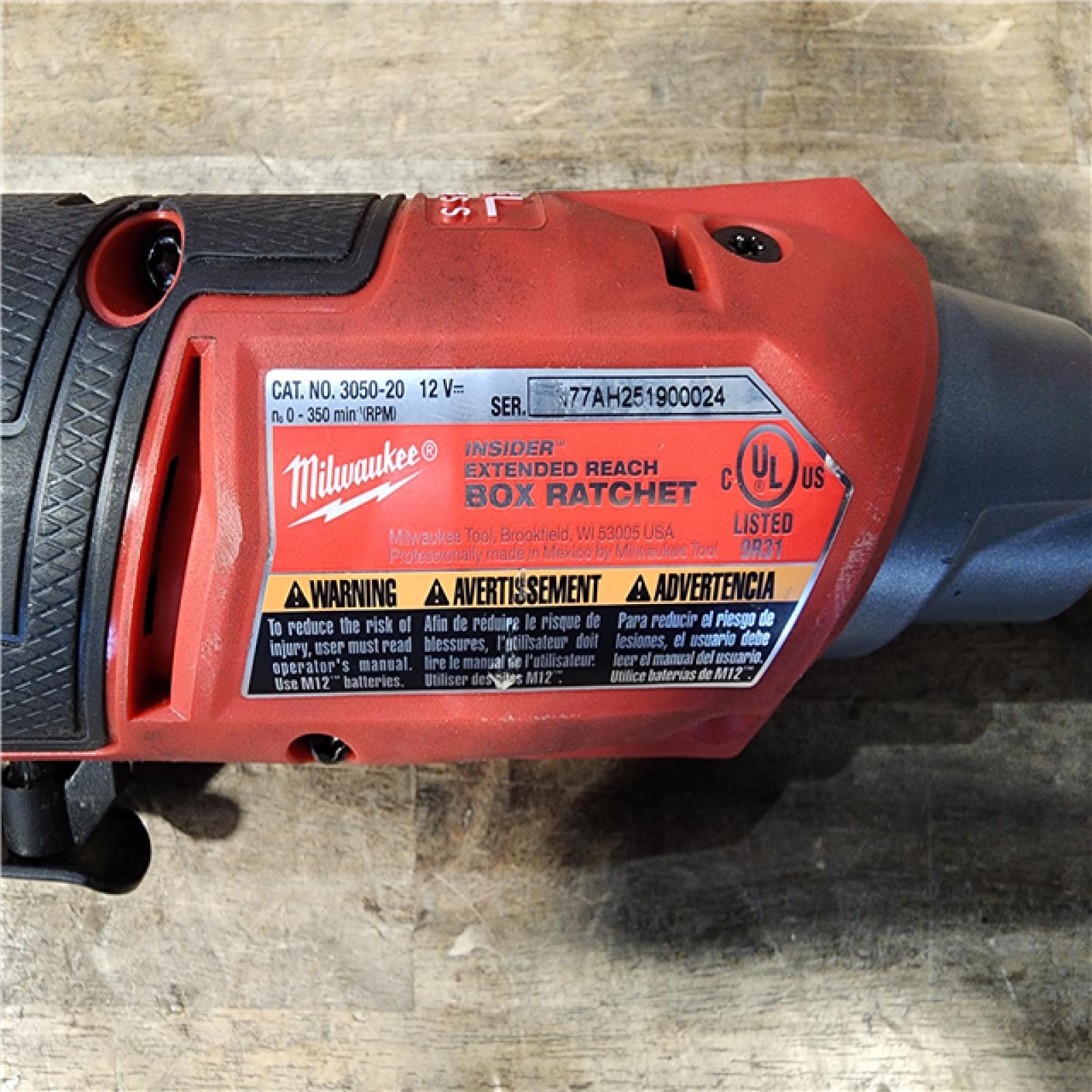 HOUSTON LOCATION - AS-IS Milwaukee M12 FUEL INSIDER Extended Reach Box Ratchet (Tool-Only)