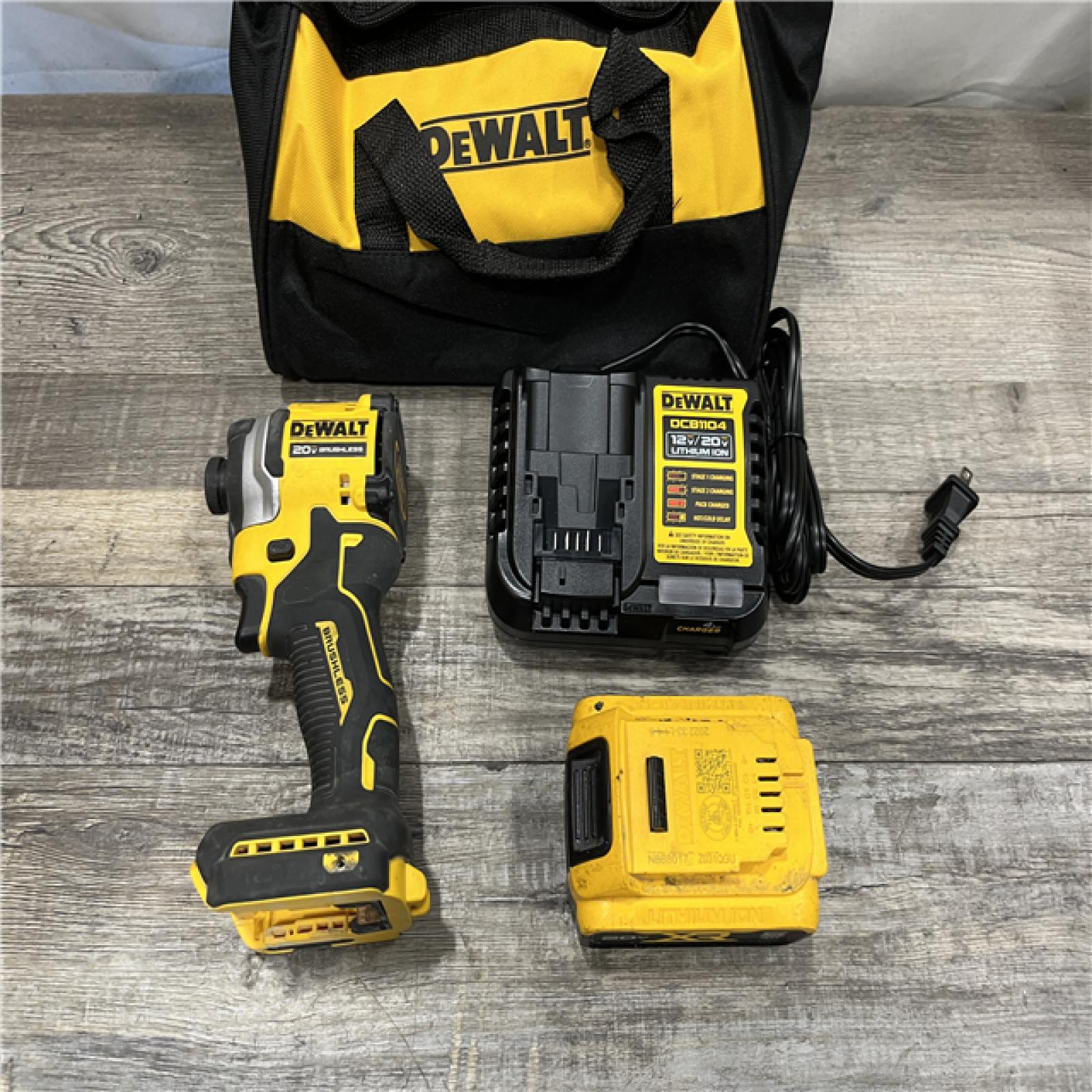AS-IS DEWALT ATOMIC 20V MAX Lithium-Ion Cordless 1/4 in. Brushless Impact Driver Kit