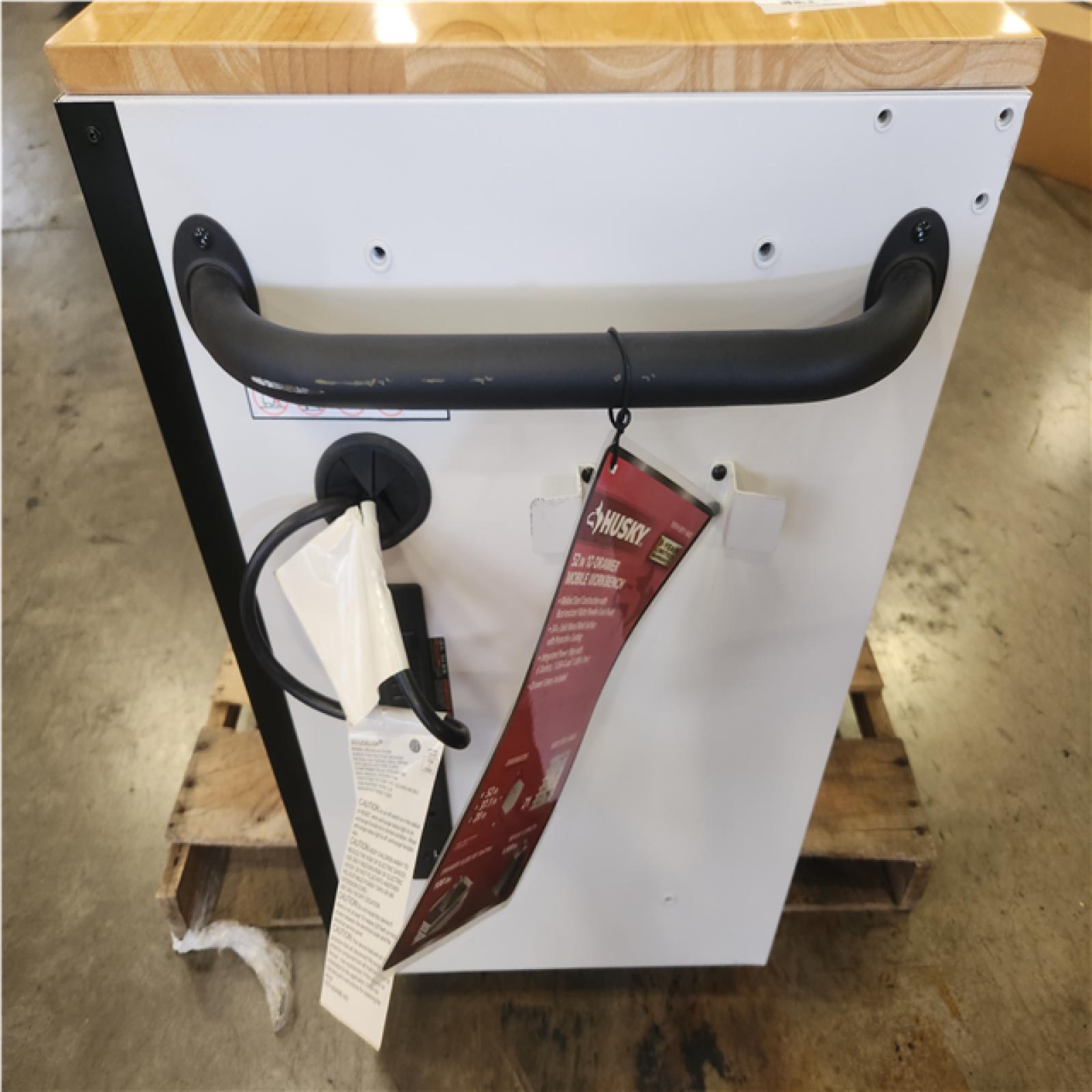 Phoenix LIKE NEW Husky Standard-Duty 52 in. W 10-Drawer Matte White w/ Carbon Fiber Trim Mobile Workbench Cabinet and Solid Wood Top