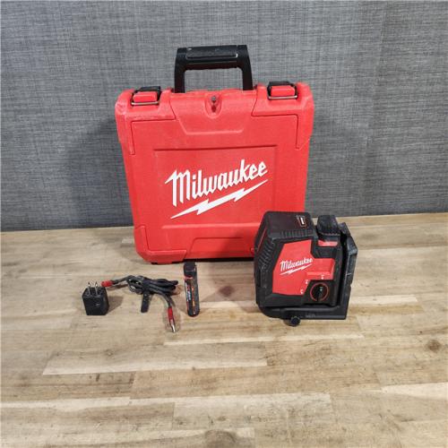 HOUSTON LOCATION - AS-IS MILWAUKEE 100 Ft. REDLITHIUM Lithium-Ion USB Green Rechargeable Cross Line Laser Level with Charger