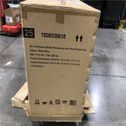 DALLAS LOCATION -  Husky Tool Storage 46 in. W x 18 in. D 9-Drawer Gloss Blue Mobile Workbench Cabinet