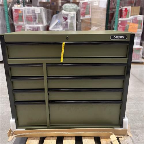 DALLAS LOCATION- HUSKY Heavy Duty 52 in. W 9-Drawer Matte Army Green Rolling Tool Cabinet