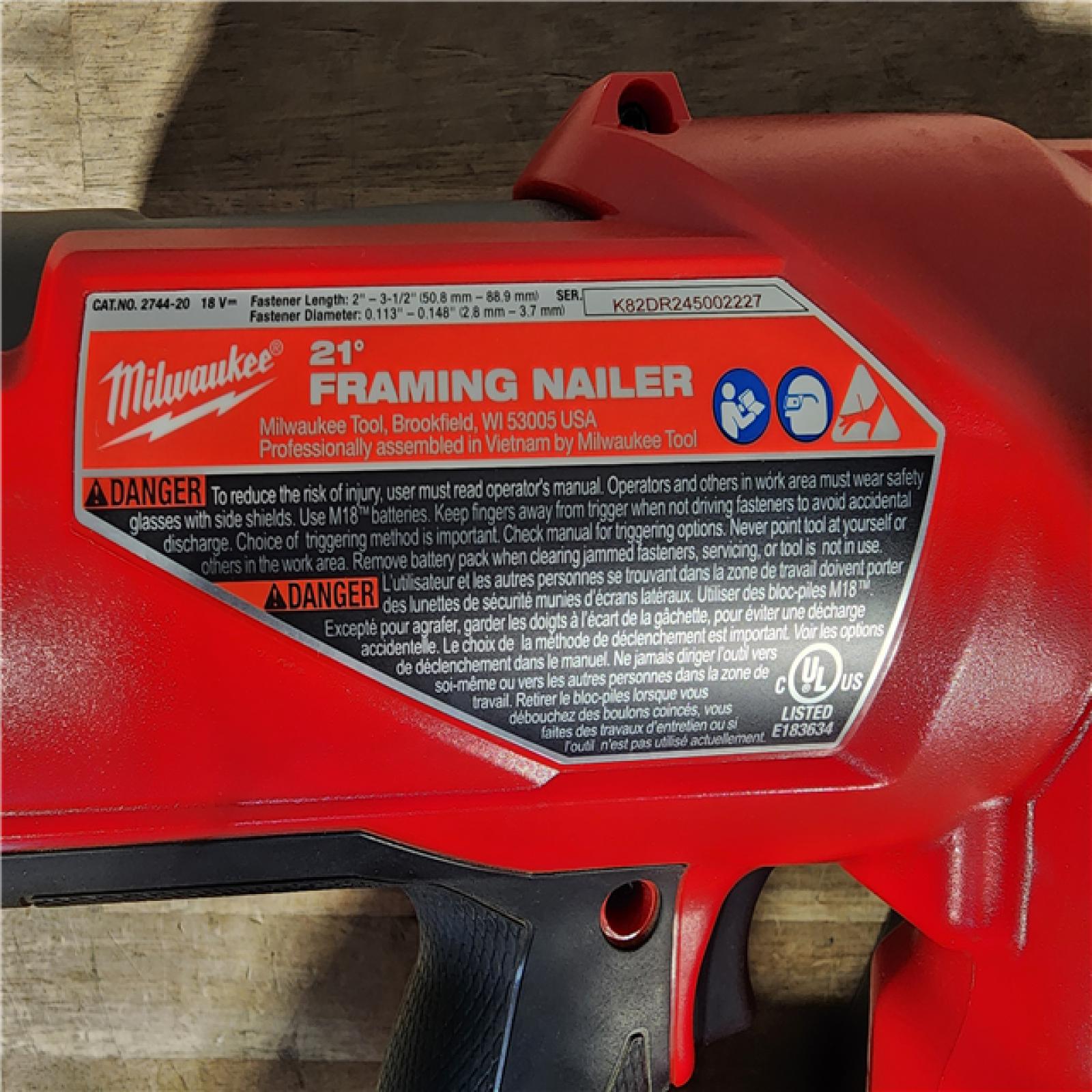 HOUSTON LOCATION - AS-IS (APPEARS LIKE NEW) Milwaukee 2744-20 M18 FUEL 3-1/2 in. 18V 21-Degree Lithium-Ion Brushless Cordless Framing Nailer (Tool-Only)