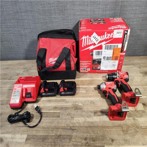 HOUSTON LOCATION - AS-IS Milwaukee M18 18V Lithium-Ion Brushless Cordless Compact Drill/Impact Combo Kit (2-Tool) W/(2) 2.0 Ah Batteries, Charger & Bag