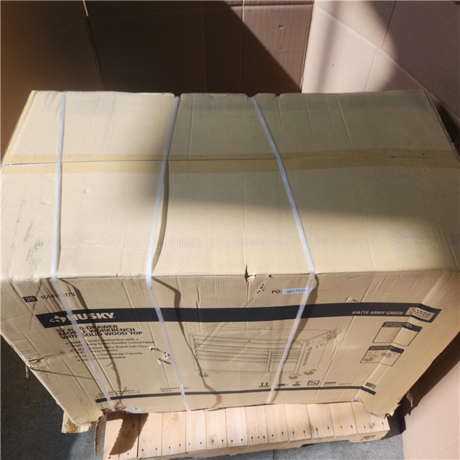 Phoenix NEW Husky Standard-Duty 52 in. W 10-Drawer Matte Army Green Mobile Workbench Cabinet with Solid Wood Top (SEALED)