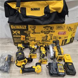 AS-IS DEWALT 20-Volt MAX Lithium-Ion Cordless 7-Tool Combo Kit with 2.0 Ah Battery, 5.0 Ah Battery and Charger