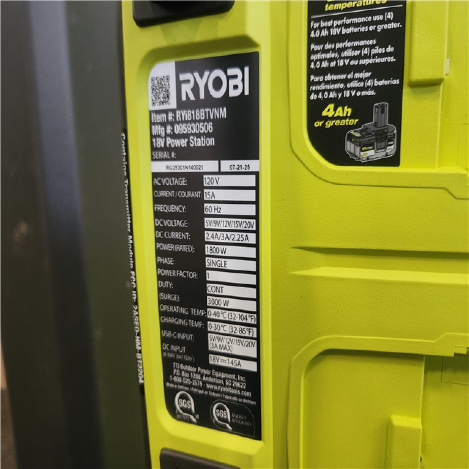 Phoenix NEW RYOBI 18V ONE+ 1800-Watt Portable Battery Inverter Power Station/8-Port Charger (Tool Only)