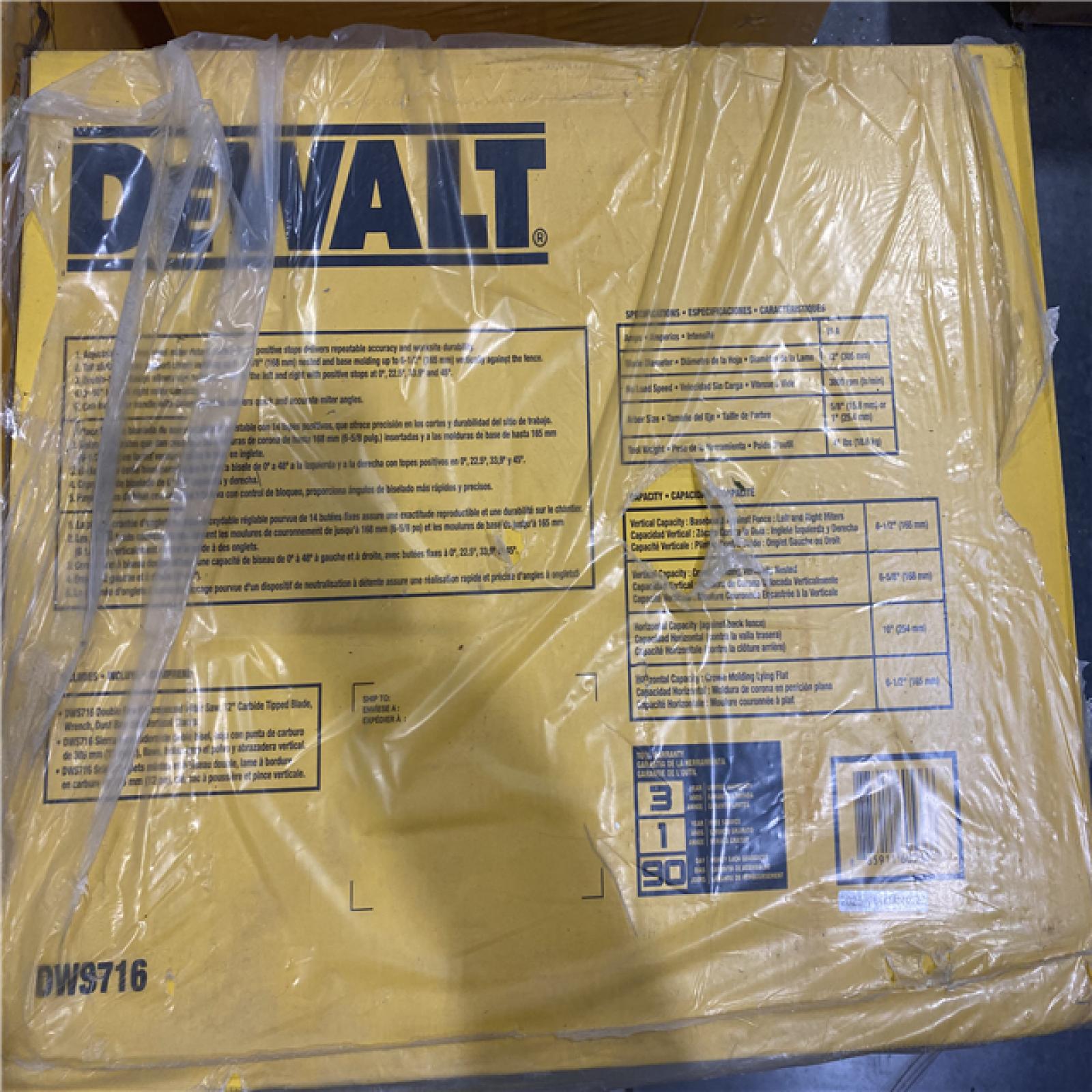 NEW-  DeWalt 15 Amp Corded 12 in. Compound Double Bevel Miter Saw