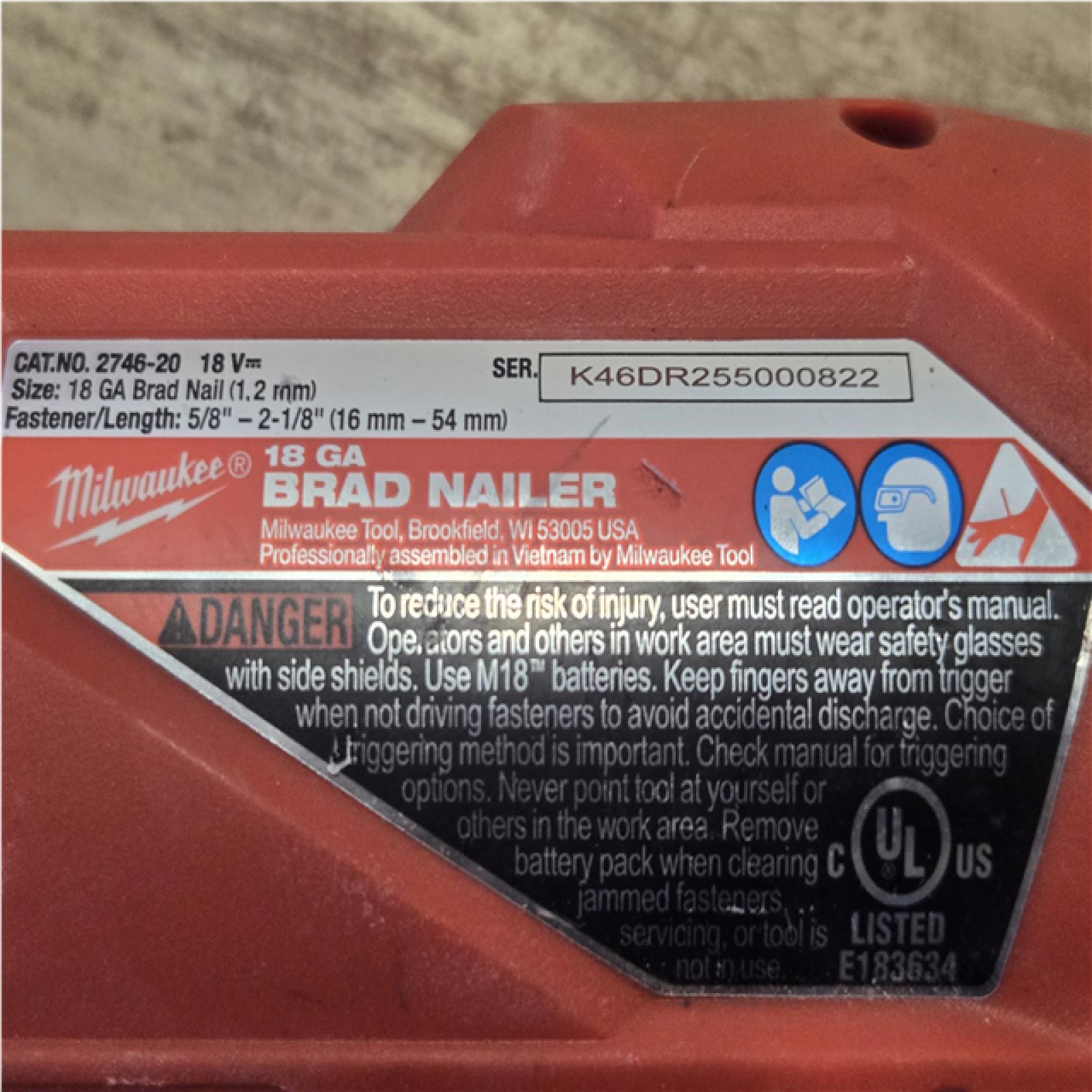 AS-IS  Milwaukee FUEL 18-Volt Lithium-Ion Brushless Cordless Gen II 18-Gauge Brad Nailer (Tool-Only)