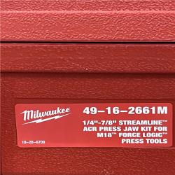 LIKE NEW! - Milwaukee M18 Press 1/4 in. - 7/8 in. Copper Press Tool Jaw Set for Streamline ACR Press Fittings (6-Jaws Included)