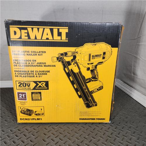Houston Location - AS-IS DeWalt 20V MAX Collated Cordless Framing Nailer Tool Kit with Rafter Hook - Appears IN USED Condition