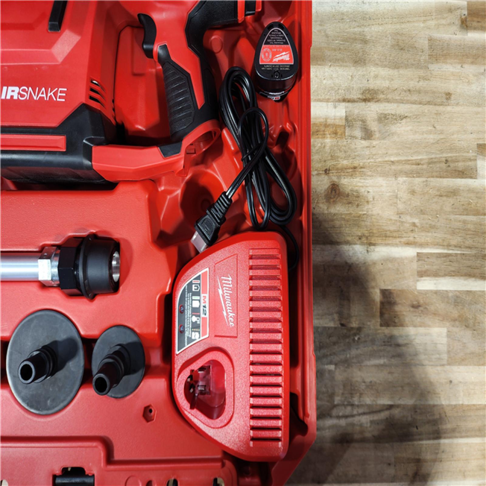 HOUSTON LOCATION - AS-IS M12 12-Volt Lithium-Ion Cordless Drain Cleaning Airsnake Air Gun Kit with (1) 2.0Ah Battery  Toilet Attachments