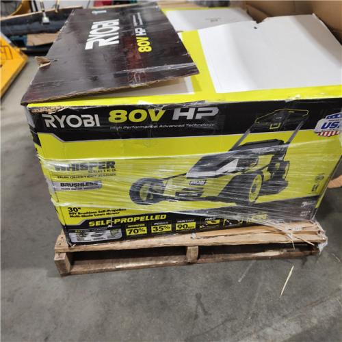 Dallas Location - As-Is RYOBI 80V HP Brushless Battery Cordless Electric 30 in. Multi-Blade Mower with Battery and Charger