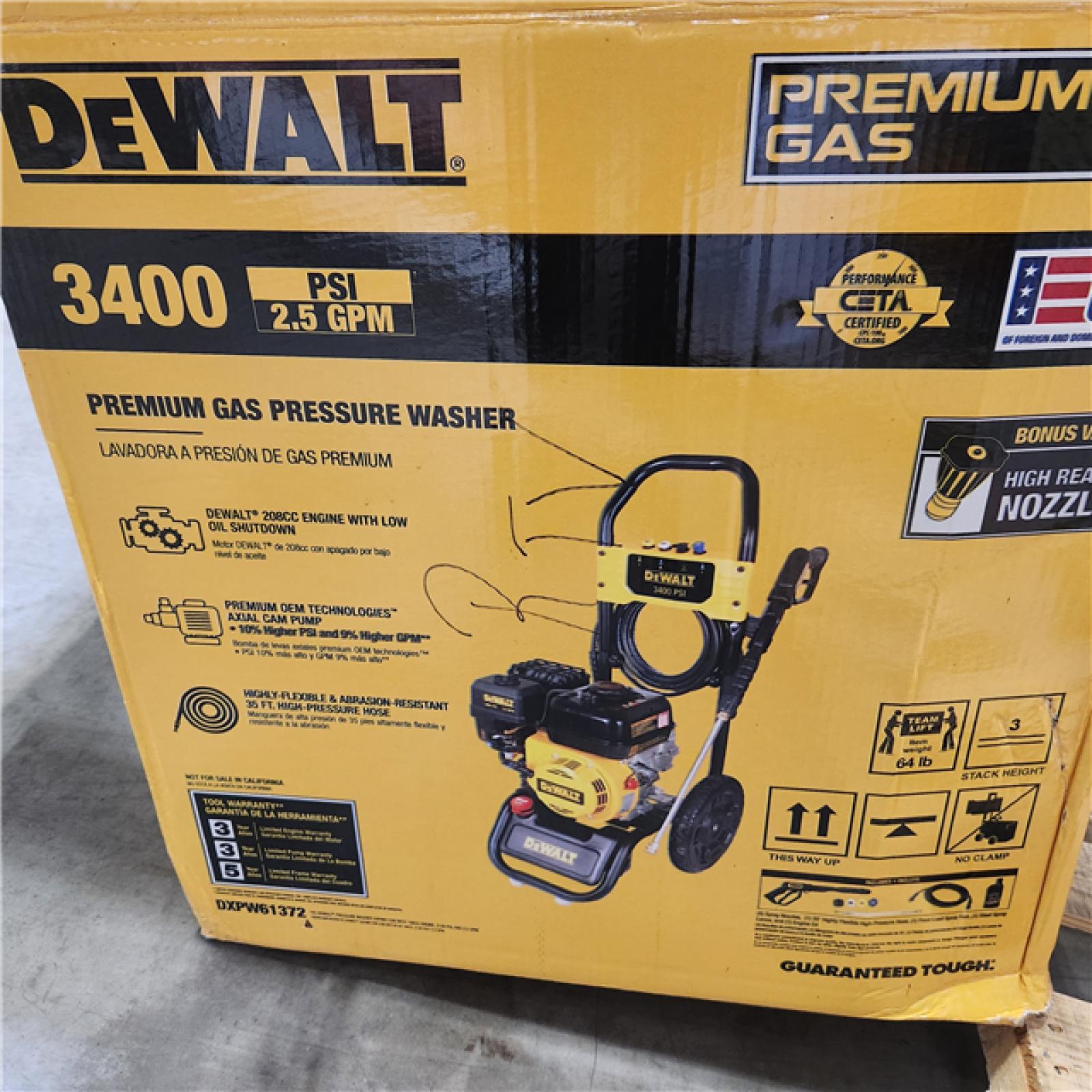Dallas Location - As-Is DEWALT 3400 PSI 2.5 GPM Gas Pressure Washer